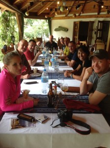 Samantha in pink and Clay on the right at the Dik Dik Lodge in Moshi, Tanzania